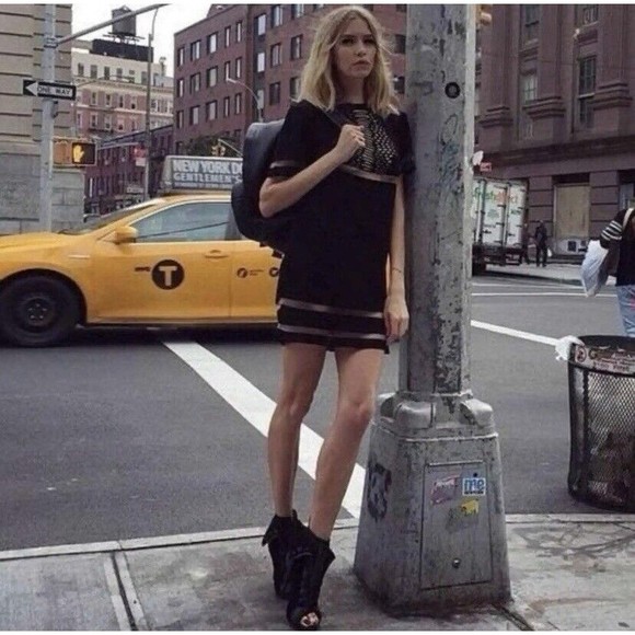 Alexander Wang X H&M NWOT Perforated Sheer Mesh Panel Black Dress S Italy Made - Picture 3 of 16